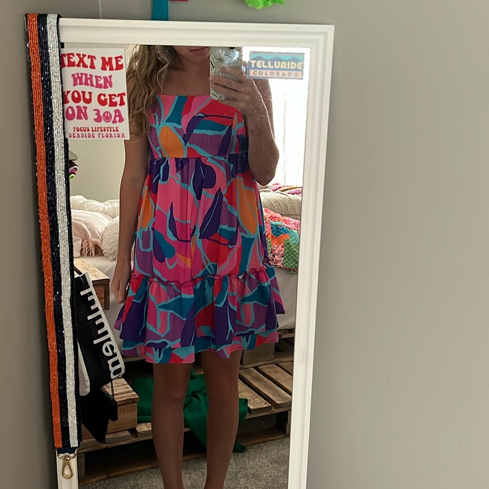 Colorful peach love dress worn twice